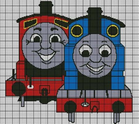 Thomas the tank engine cross stitch (20 designs based on the railway series by rev. Thomas and James Crochet Pattern