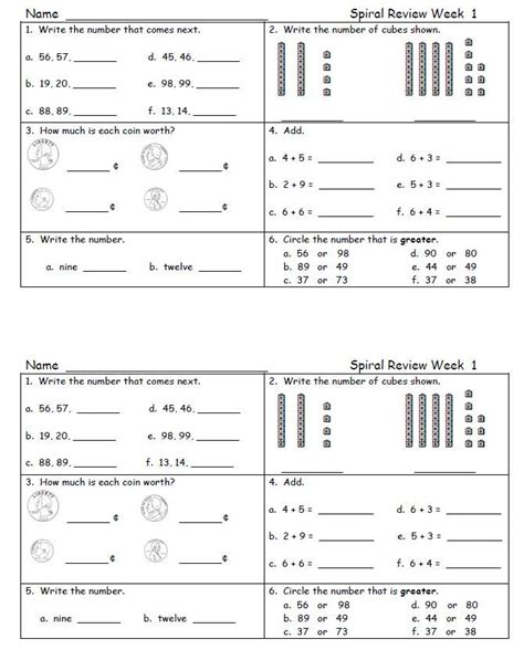 Here are some worksheets to reinforce good environmental habits. Daily Math Spiral Review For Second Grade - Week 1 ...
