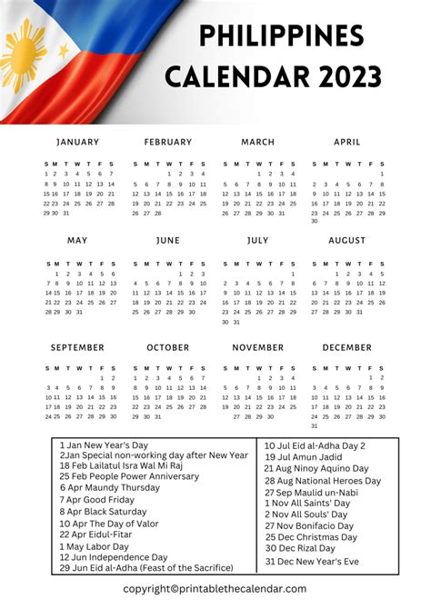 Free Printable Calendar 2023 Philippines Printable The Calendar