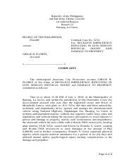 LEGAL WRITING CRIMINAL COMPLAINT GROUP Docx Republic Of The Philippines MUNICIPAL TRIAL