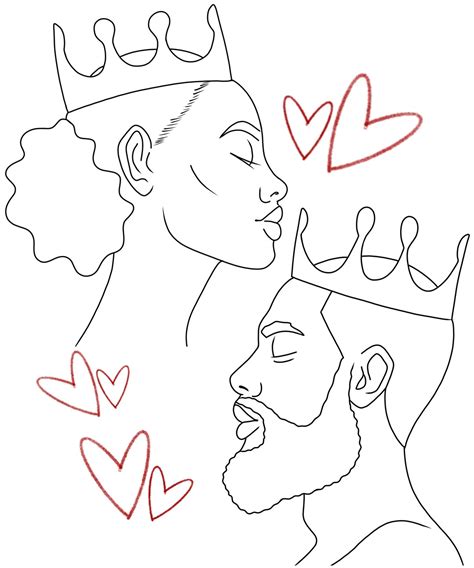 Couple W Crown Pre Drawn Outline Diy Paint And Sip Party Instant Download File For Adult Png