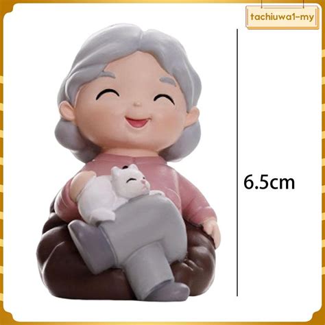 Tachiuwadcmy Grandma Grandpa Statue Miniature Figurine Sculpture Resin Craft Cake Topper Doll