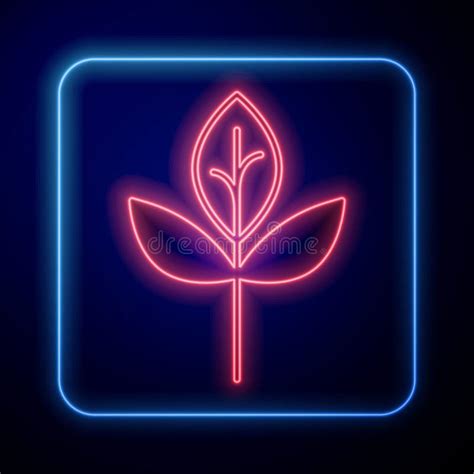 Glowing Neon Leaf Icon Isolated Glowing Neon Background Leaves Sign
