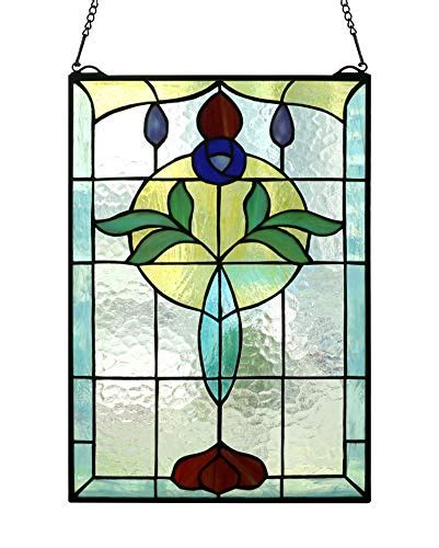 yogoart tiffany style life power stained glass window panel hanging transom window 20 x 14