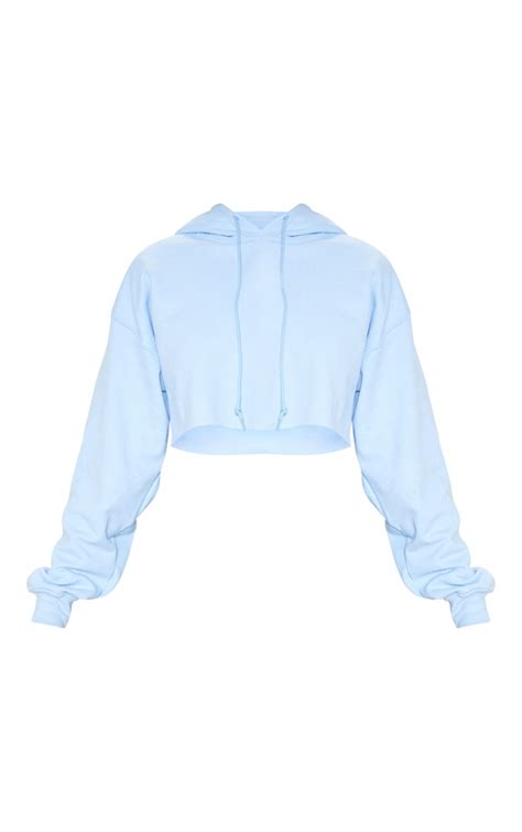 Baby Blue Ultimate Oversized Crop Hoodie Prettylittlething Ie