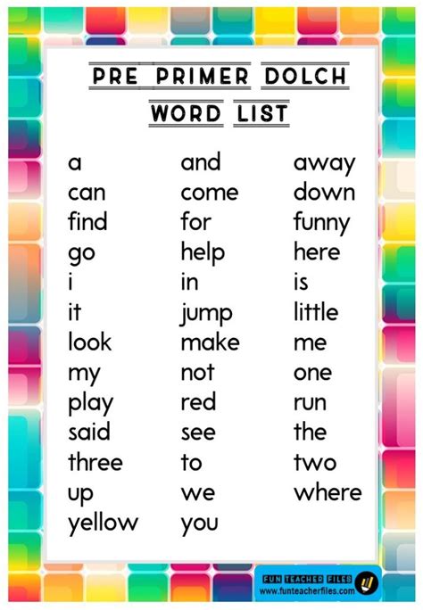 Dolch Sight Words Fun Teacher Files