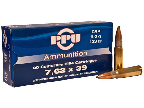 Ppu 762x39mm Ammo 123 Grain Jacketed Soft Point Box Of 20