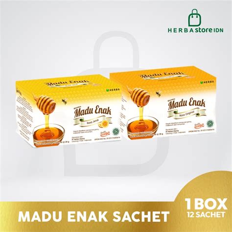 Jual Herba Madu Enak Sachet Box Isi 12 Vitamin C Original Jeruk