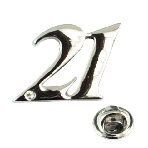 Number 21 21st Birthday Lapel Pin Badge With Crystal