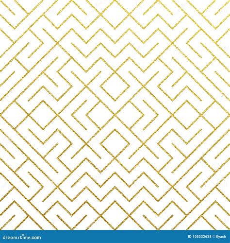 Golden Geometric Pattern Background With Abstract Gold Stock Vector