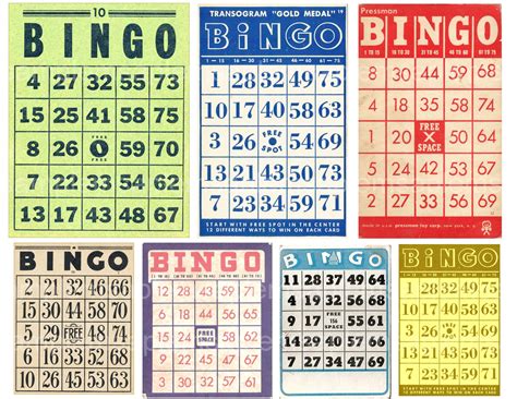 Digital Collage Sheet Vintage Bingo Card Images Bingo Cards Etsy