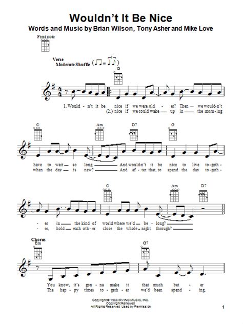 F wouldn't it be nice if we could wake up, bb gm in the morning when the day is new? Wouldn't It Be Nice sheet music by The Beach Boys (Ukulele ...