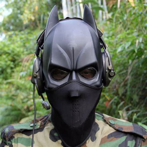 Black Mask Halloween Batman Full Face Tactical Looking Airsoft Paintball Mask CS Wargame Face