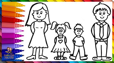 Animada Imagen De Una Familia Para Colorear Dibujos Del Dia De La