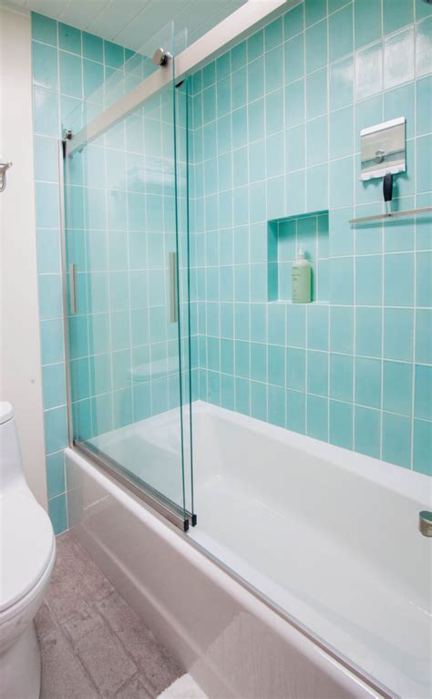 There's nothing that brings a bathroom together more than tiling a bathroom wall.#thehomedepot #homeimprovement #diysubscribe to the home depot. Mt. Ranier Eichler: 4x8 Aqua Bathroom | Fireclay Tile