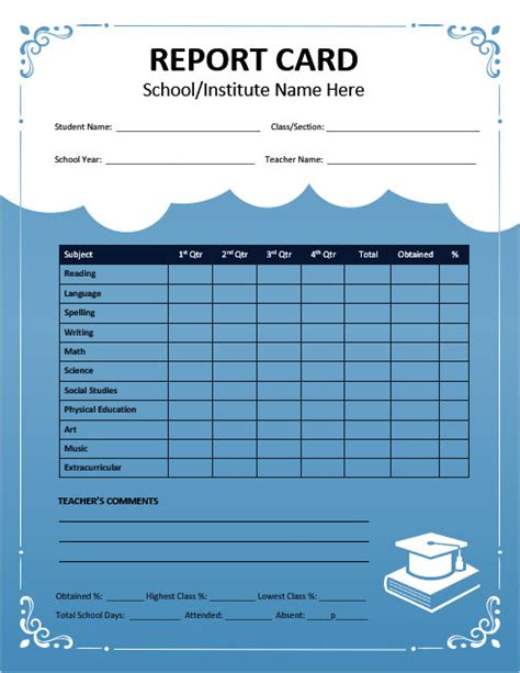 Free Report Card Templates Homeschool And School Ms Word