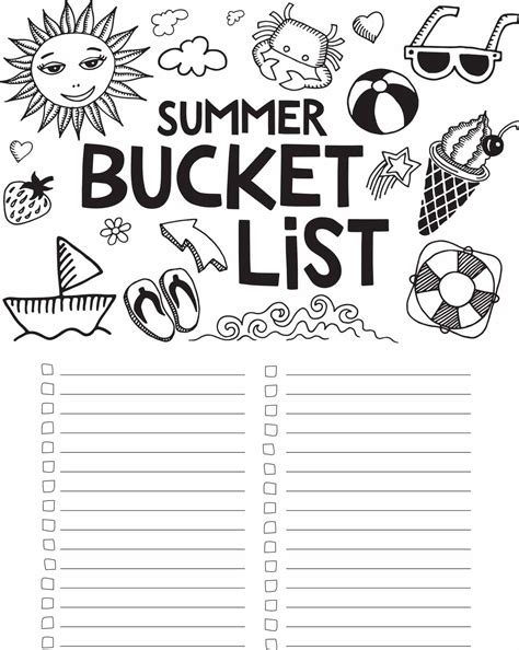 Printable Summer Bucket List Summer Bucket Lists Summer Bucket List