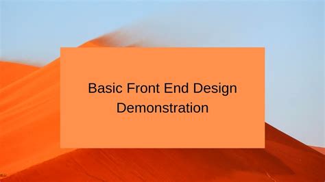 Basic Front End Design Demonstration Youtube