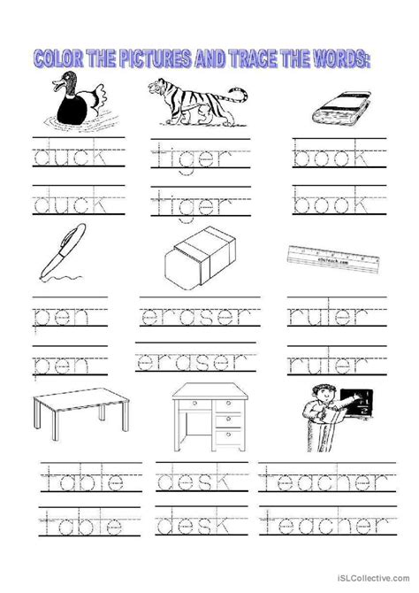 Trace And Color English Esl Worksheets Pdf And Doc