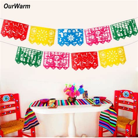 Ourwarm 9pcs Of Pack Mexican Party Flag Confetti Felt Mexican