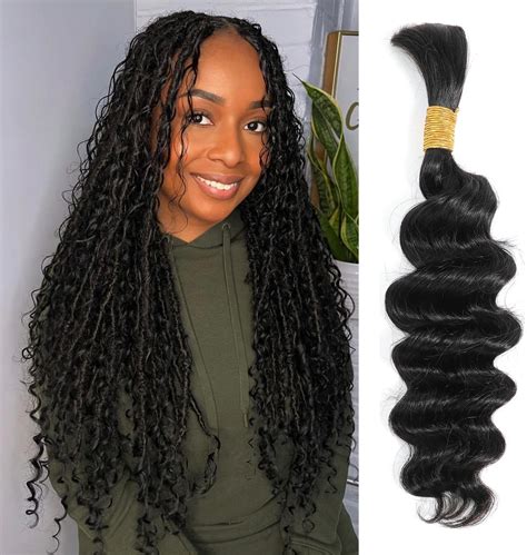 Amazon.com : HWO Human Braiding Hair for Boho Braids 50g Deep Wave Bulk