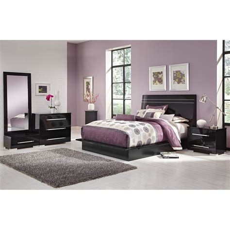 Whatever your definition of comfort is, you can find it at rooms to go outlet. Dimora 6-Piece Queen Panel Bedroom Set - Black | American ...