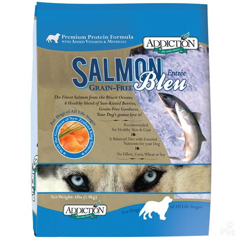 Addiction foods has 5 reviews with an overall consumer score of 3.8 out of 5.0. Addiction Salmon Bleu NZ Grain Free Dry Dog Food