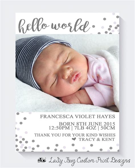 Birth Announcement Cards Baby Newborn Thank You Card Etsy