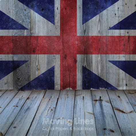 British Flag Digital Backdrop Union Jack On Wood Baby Party Etsy