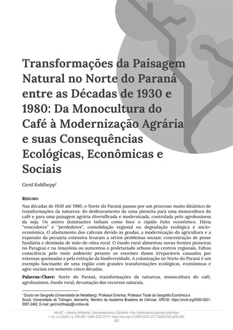 pdf transformações da paisagem natural no norte do paraná entre as décadas de 1930 e 1980 da