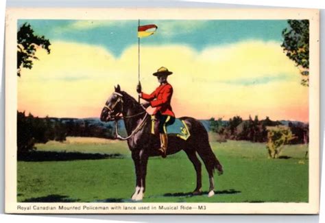 Royal Canadian Mounted Policeman Horse In Musical Ride Canada Vintage