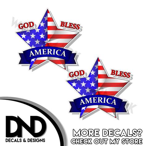 god bless america vinyl decal sticker car window bumper patriotic love usa 2pack ebay