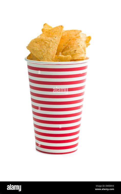 Tortilla Chips In Paper Cup On White Background Stock Photo Alamy