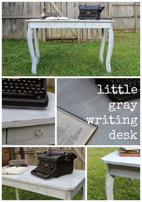 White wash / mixed white wash / silver Little Gray Writing Desk