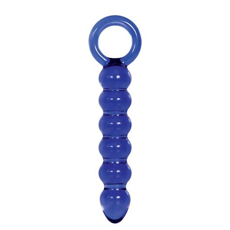 Adam And Eve Cobalt Beaded Glass Dildo Blue Sex Toys And Adult