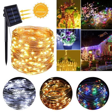 100 200 led solar fairy string light copper wire outdoor waterproof garden decor ebay