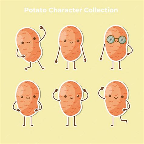 Premium Vector Cute Potato Character Collection Vector