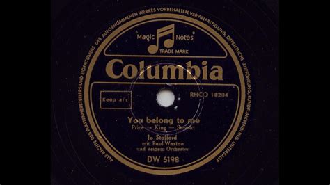 Jo Stafford You Belong To Me 1952 78 Rpm Youtube