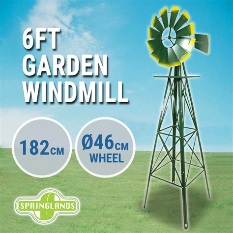 6ft Garden Windmill Metal 182cm Decorative Ornamental Outdoor Wind Mill