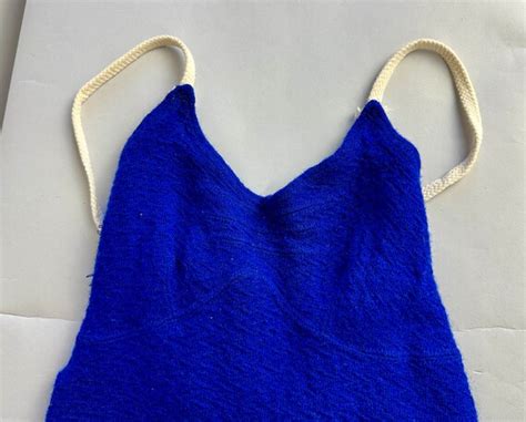 1930s Water Ripples Swimsuit Vintage 30s Blue Wool Gem