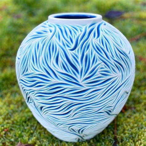 Hand Carved Porcelain Vase Ceramics Ideas Pottery Diy Ceramic