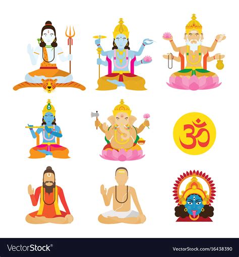 God Hinduism And Priest Set Royalty Free Vector Image