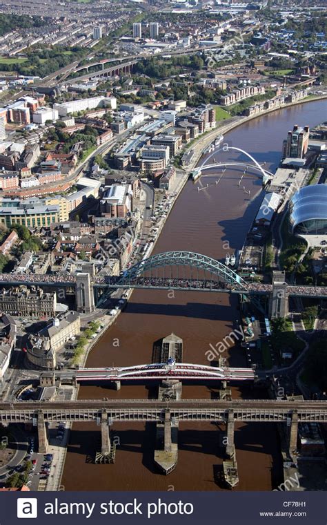 Aerial Image Of Newcastle Upon Tyne Bridges Stock Photo