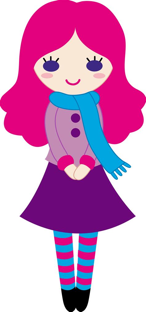 Cute Girl With Pink Hair Free Clip Art