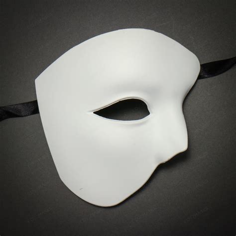 White Half Face One Eye Phantom Of The Opera Masquerade Venetian Mardi
