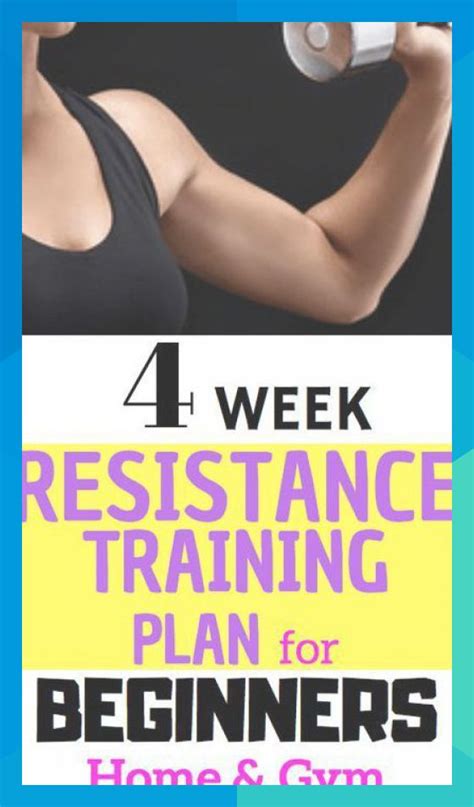 4 Week Resistance Training Plan For Beginners Home Or Gym Resistance