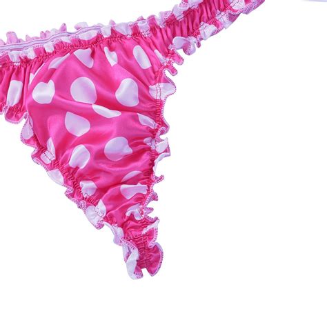 Chictry Mens Shiny Satin Ruffled Frilly Sissy Thong Flutter Crossdress Panties Buy Online In