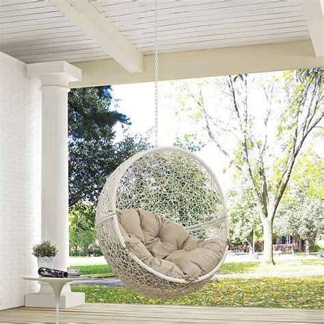Modway Eei 2654 Whi Bei Hide Wicker Rattan Outdoor Patio With Hanging