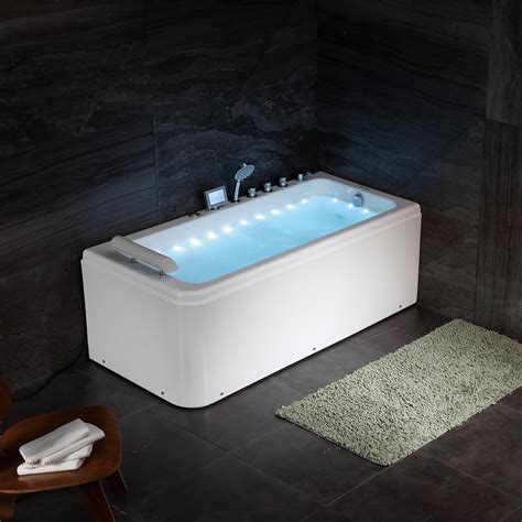 Luxury Modern Rectangular Whirlpool Soaking Massage Bathtub Led Air