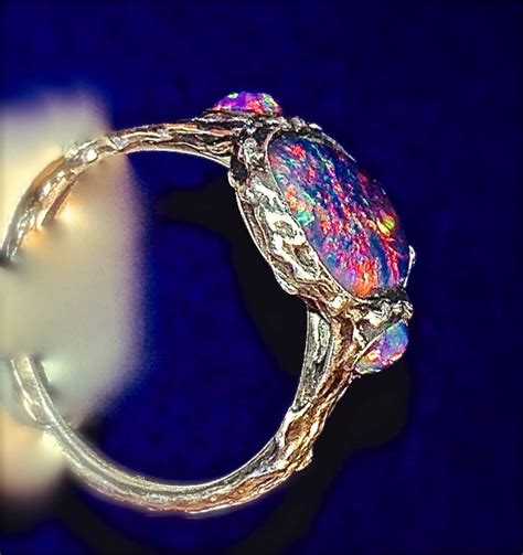 Spectacular Genuine Australian Opal Ringset In This Handmade Etsy